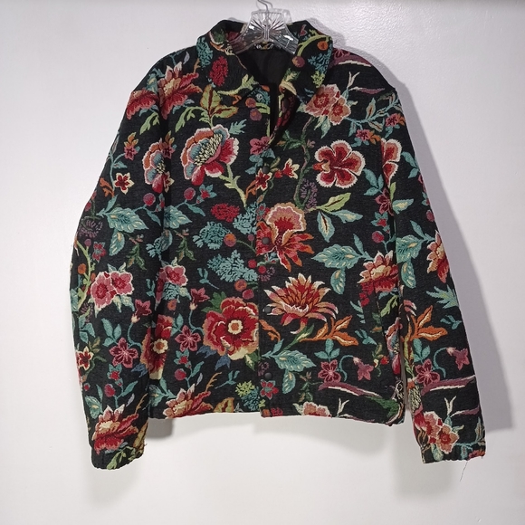 Zara Other - Zara floral jacquard jacket in Black Multi  Size M  Oversize Unisex Blogger Fave